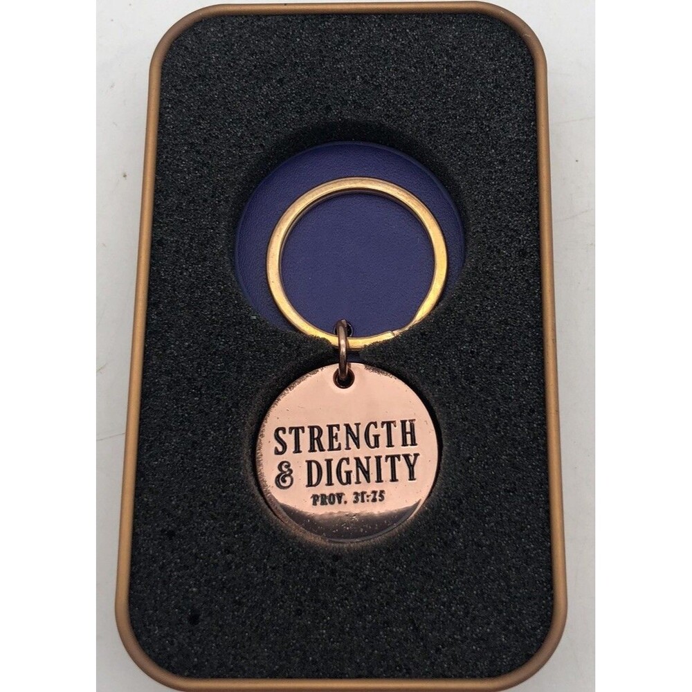 Mom Wife Friend Keychain with Scripture: Proverbs 31-25 Strength & Dignity ￼🎁